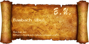 Bambach Ubul névjegykártya
